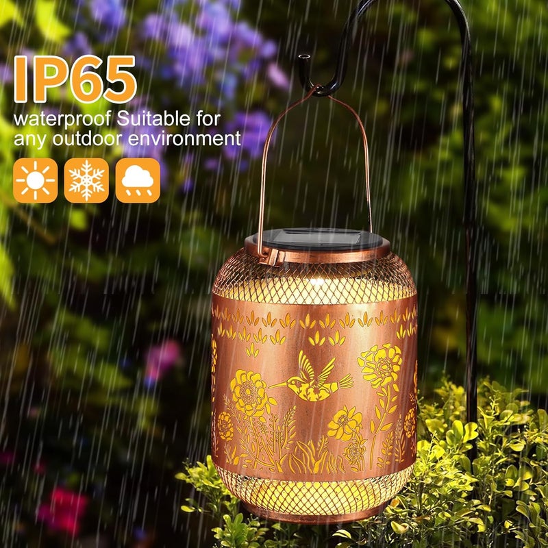 Doogarden Solar Lanterns Outdoor Waterproof Christmas Birthdays Gifts for Women Mom Grandma Butterfly Garden Decor Metal Hanging Solar LED Lights for Patio(Hummingbird) - Image 2
